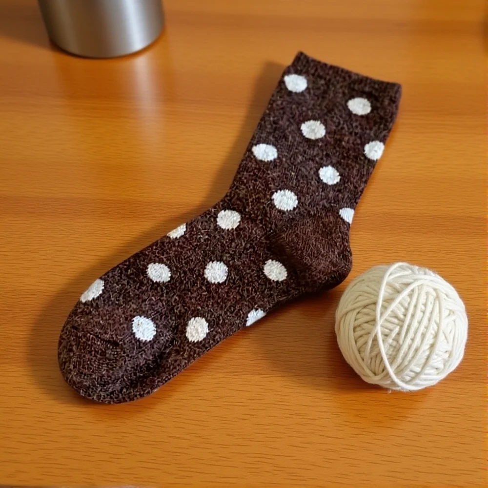 

Polka Dot Socks Warm Winter Wool Socks Fleece Slipper Socks Soft For Snow Christmas Home