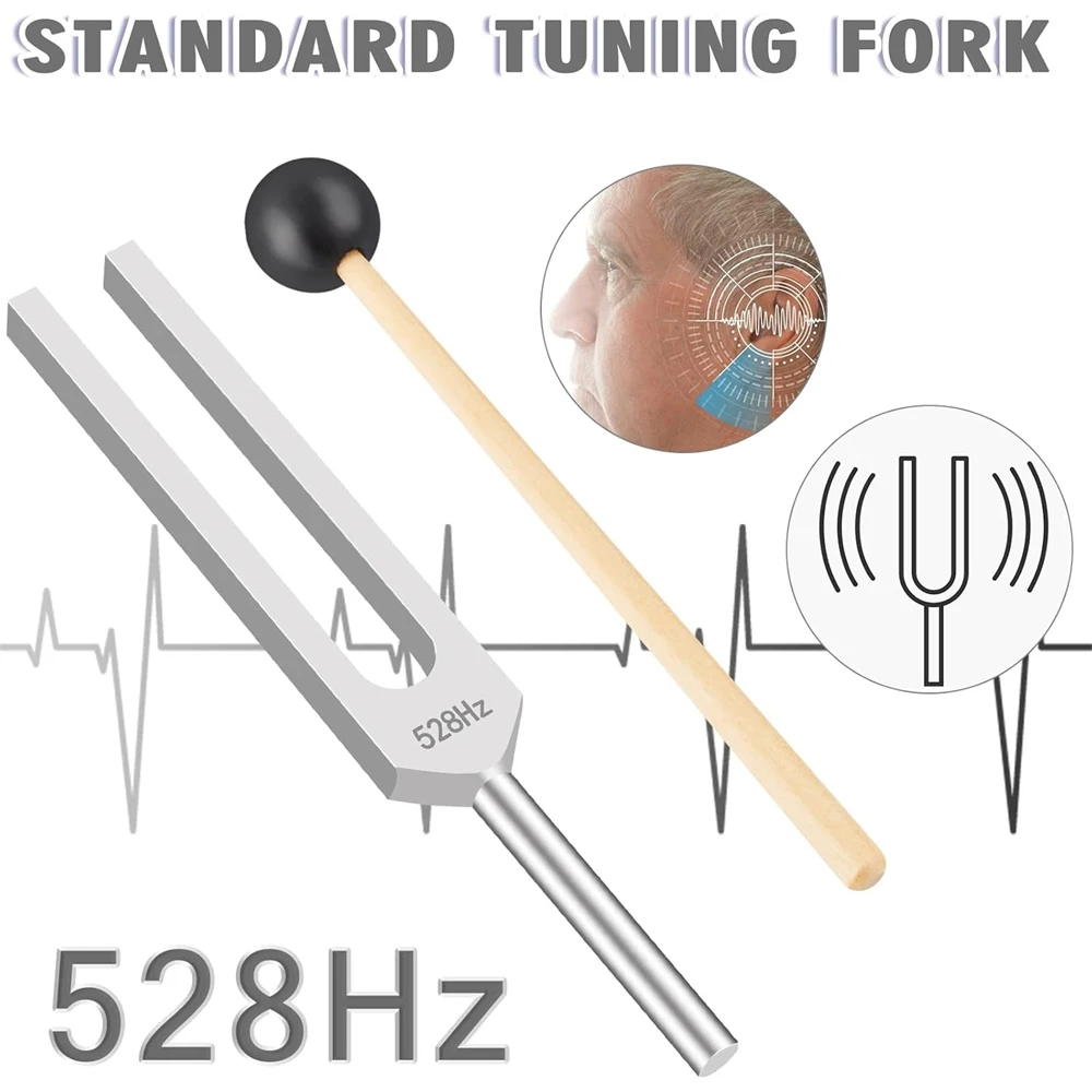 Miwayer Tuning Fork 528 Hz with Silicone Hammer and Cleaning Cloth Perfect Healing Musical Instrument for Stress Alleviation