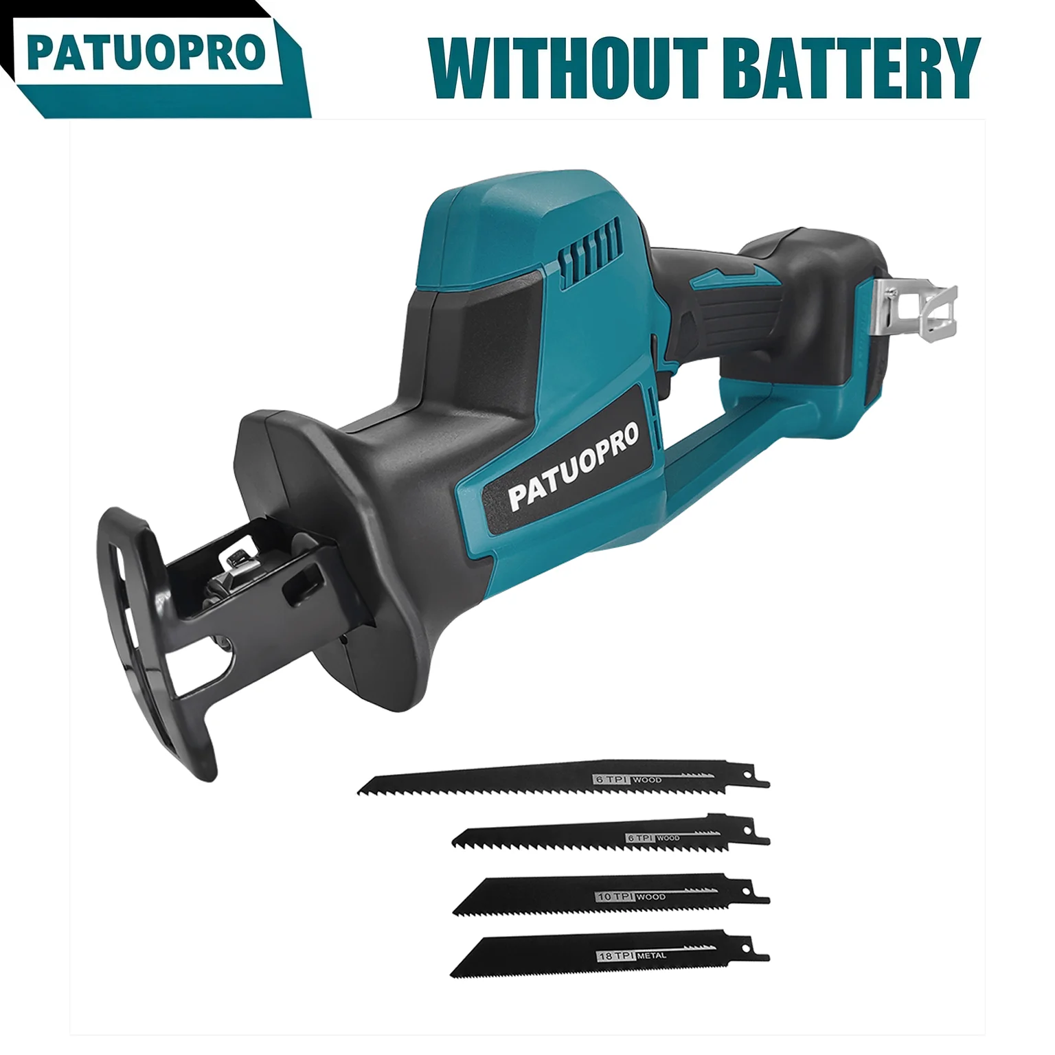 255mm Brushless Electric Reciprocating Saw With 4 Blades Cordless Adjustable Speed PVC Pipe Wood Saw For Makita 18V Battery