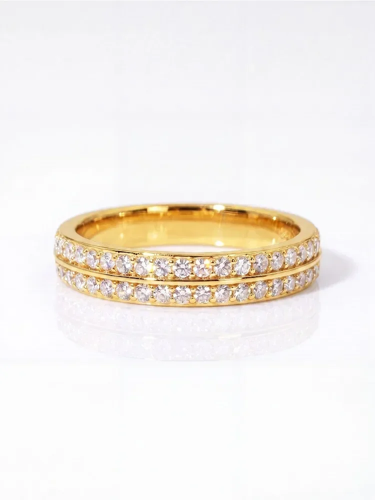 Echte schlichte Doppel-Moissanit-Diamantringe mit Zertifikat für Damen, Jahrestag, Alltag, Party, 925er Sterlingsilber, edler Schmuck – Detail 4