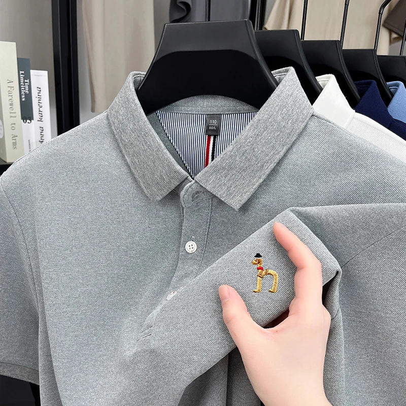 Brand Design Men's Polo Shirt Lapel Short Sleeve T-Shirt Summer New Exquisite Dog Embroider Fashion Business Handsome Men's Wear view 4