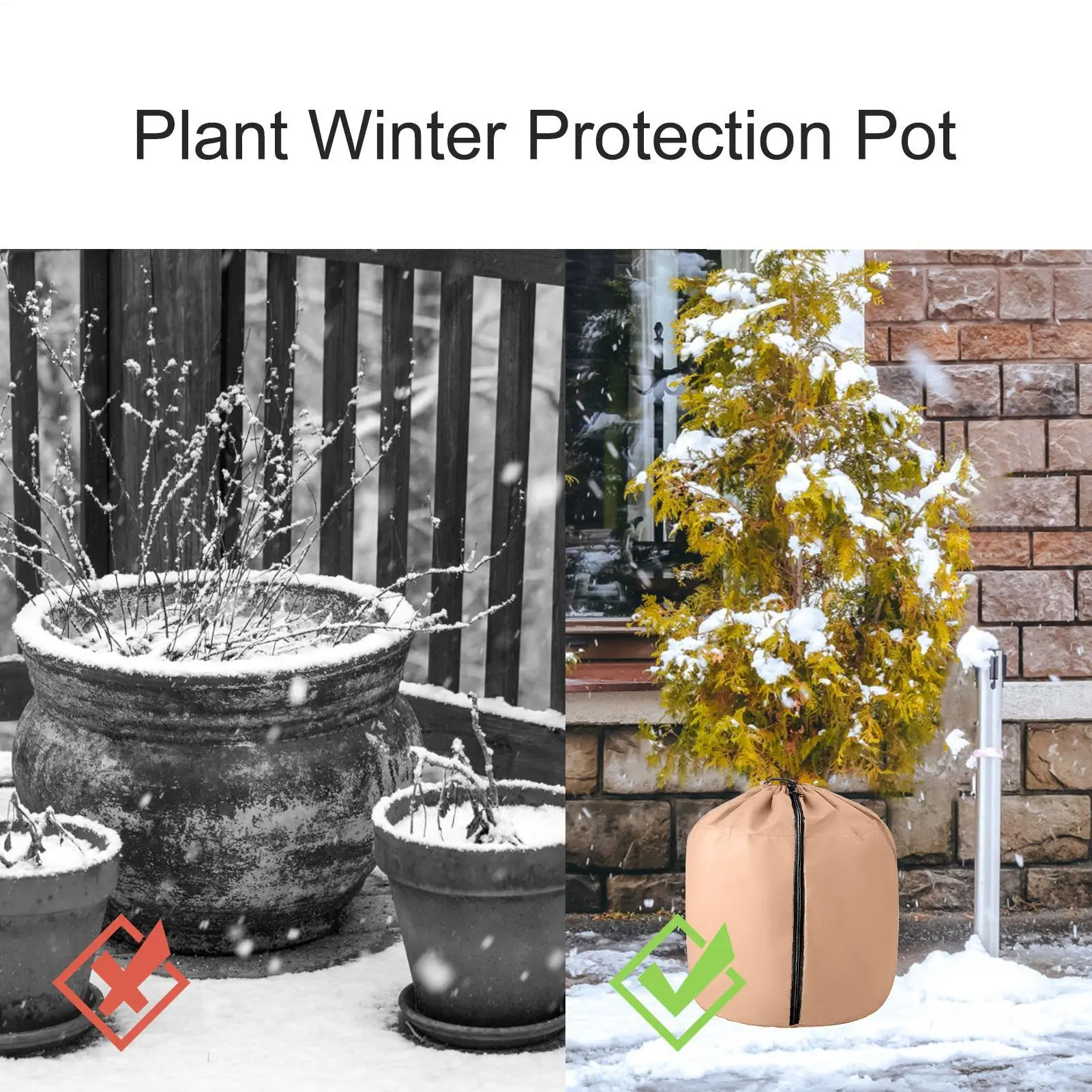 Plant Freeze Protection Cover Plant Winter Protection Pot With Drawstring And Zipper Heavy-Duty Shade For Yard Flower Pot