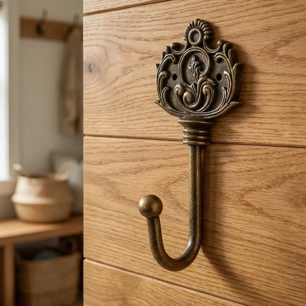 Nordic Style Home Decoration Wall Hook Vintage Iron European Style Metal Hook Creative Wall Mounted Hanging Key Holder Clothes