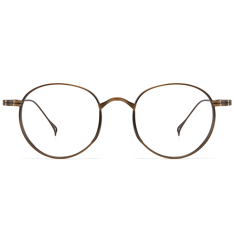 FIRADA Fashion Comfortable Eyeglasses Retro Pure Titanium Round Eyewear Optical Prescription Glasses Frame For Men Women 10519-C