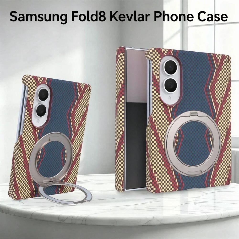 Relief Pattern Matte Kevlar Magnetic Phone Case for Samsung Z Fold 8 Ultra 7 6 5 for Magsafe Wireless Charging Anti-Drop Cover
