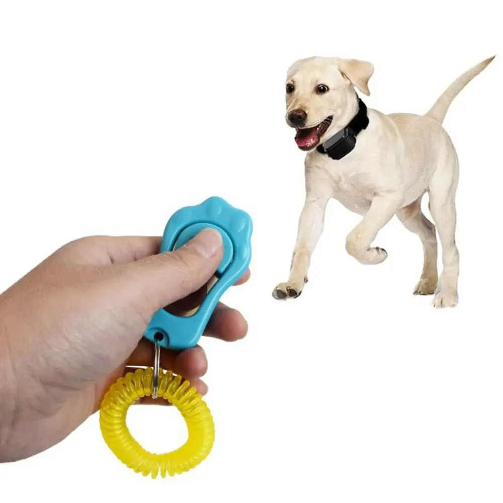 Cute Paw Shape Dog Clicker Toys Multi-colors PC/Stainless Steel Sheet Pet Tranining Clickers with Wrist Strap Paw Shape