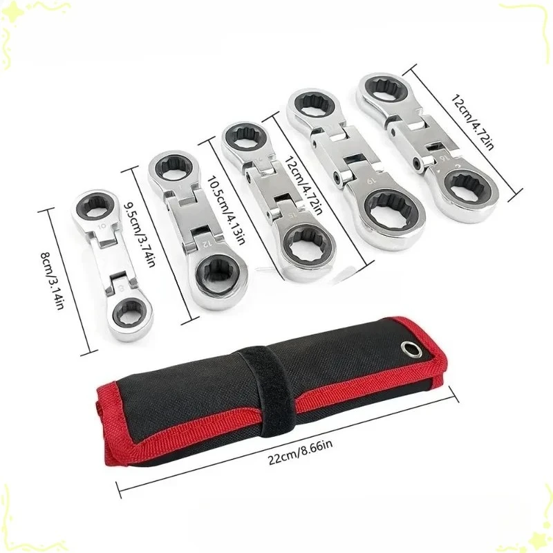 5pcs/set of Adjustable Ratchet Wrench Set 8   10-12   13-14   15-16   18-17  19mm