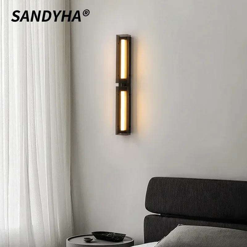 SANDYHA Stylish Modern Minimalist Italian Wall Lamp Rectangular Acrylic Bedside Light Perfect for Living Room Bedroom Study