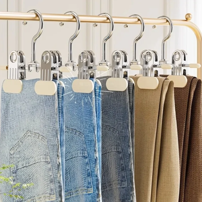 5pcs Household Trousers Clips No Trace Pants Hanger With Clips Skirt Storage Organizer Underwear Drying Rack