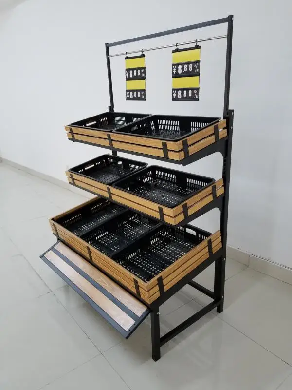 Economic Cheap Wooden Fruit and Vegetable Rack for Shop