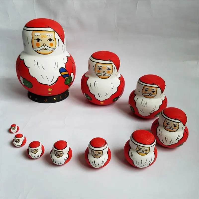 Russian Nesting Doll 10-Layer Handmade Children's Matryoshka Doll Toy Kids' Home Cute Cartoon Chirstmas Decorative OrnamentLJ005