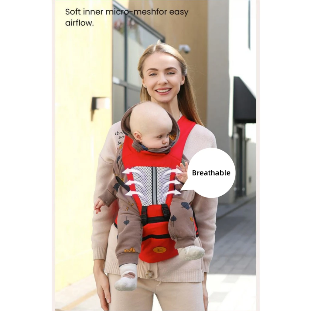 Baby Carrier Multifunctional Sling Backpack Breathable Nursing Bag Waist Seat for Newborn with Lumbar Support & Cool Air Mesh