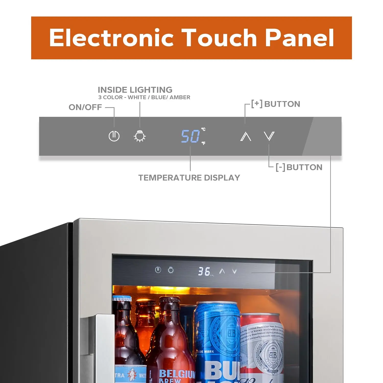 15 Inch 100 Can Beverage Fridge with Glass Door for Soda & Beer, LED Compressor with Adjustable Shelves 3.0 cu.ft, Customized