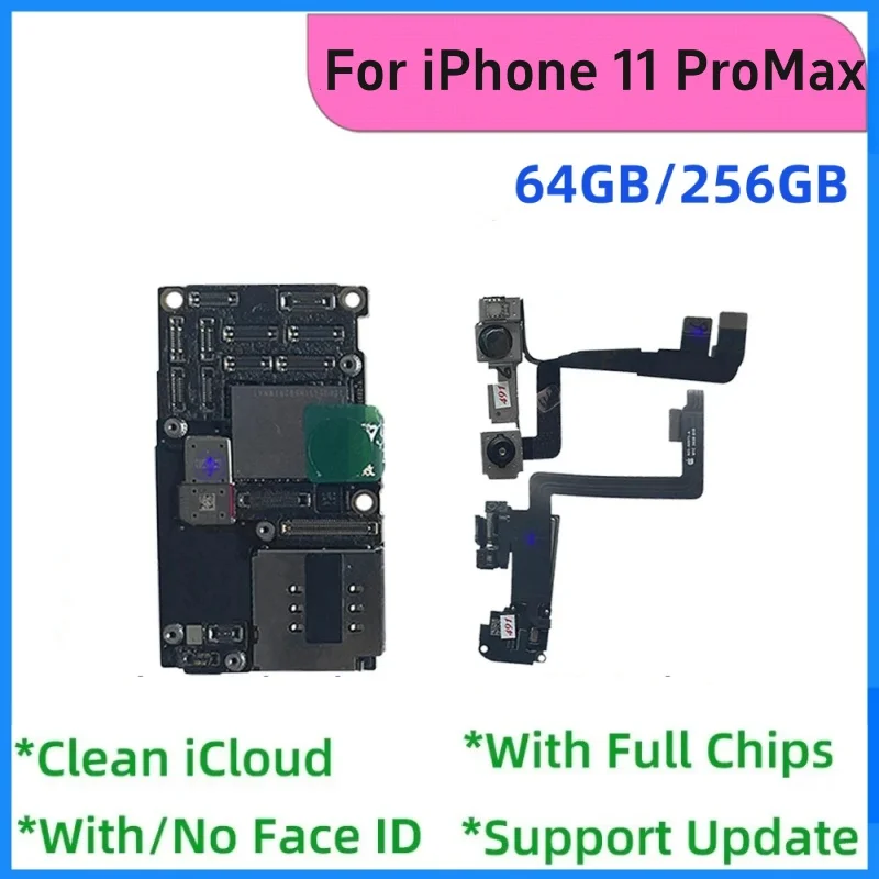 Tested For iPhone 11 pro max Motherboard Logic board Clean iCloud Full chip unlocked with Face ID mainboard support IOS update