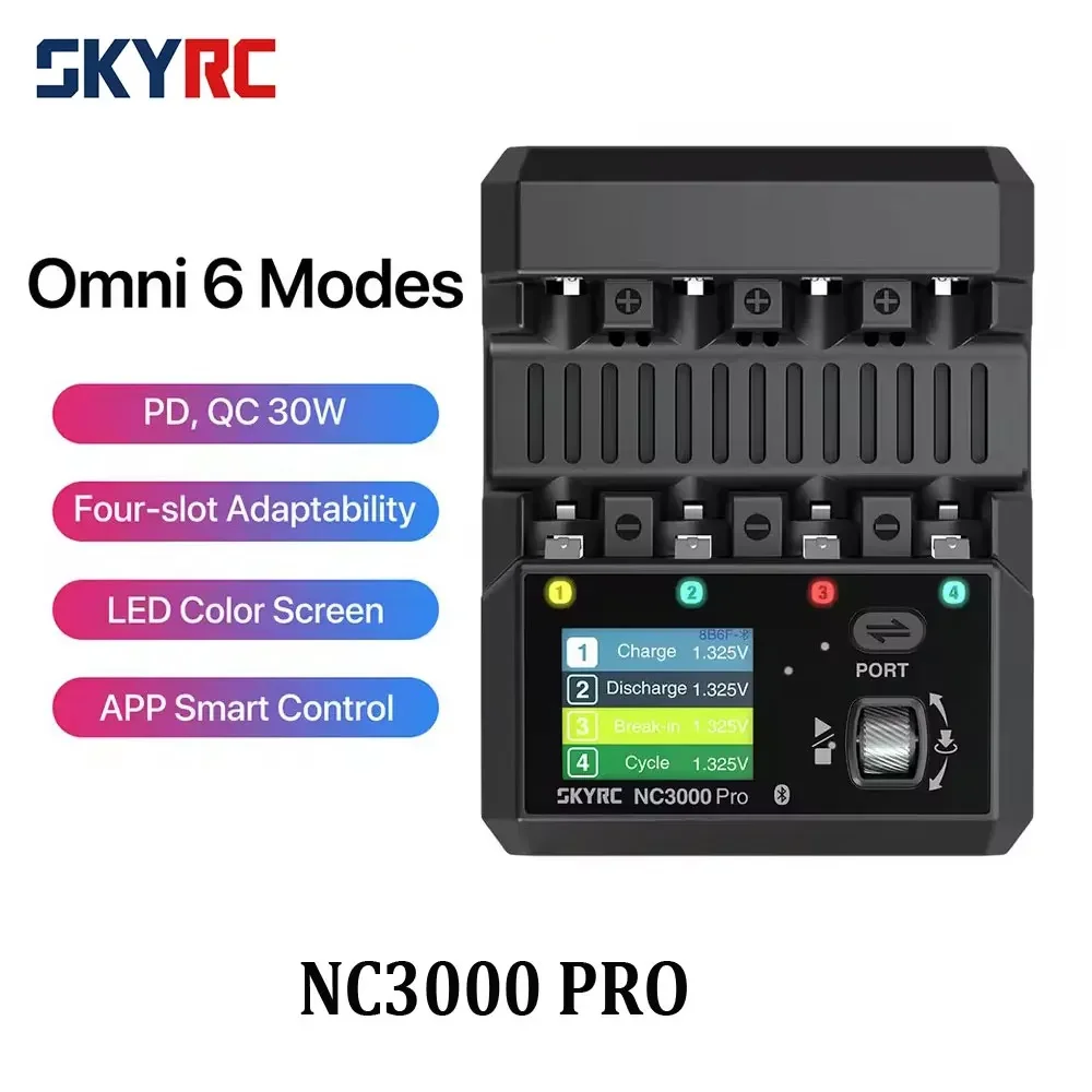 ​ NUOVO SkyRC NC3000 Pro NiMH NiCd Caricabatteria PD/QC AA/AAA Caricabatteria intelligente Caricatore di controllo APP per schermo LED a 4 slot