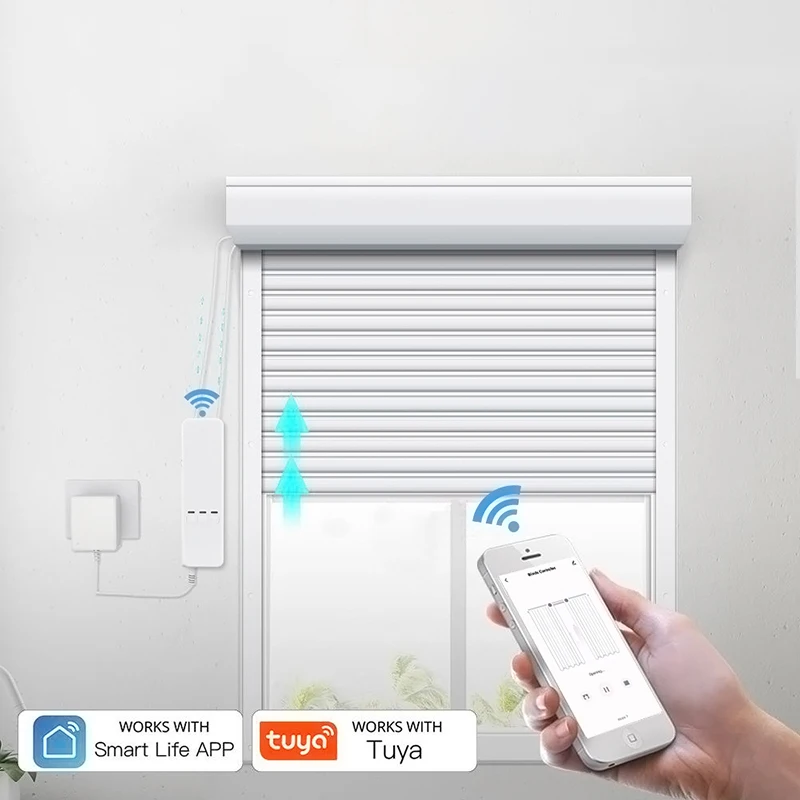 

Tuya WiFi Smart Motor Electric Chain Roller Blinds Shade Shutter Drive RF Remote Kit Smart Life App via Work With Alexa/Google