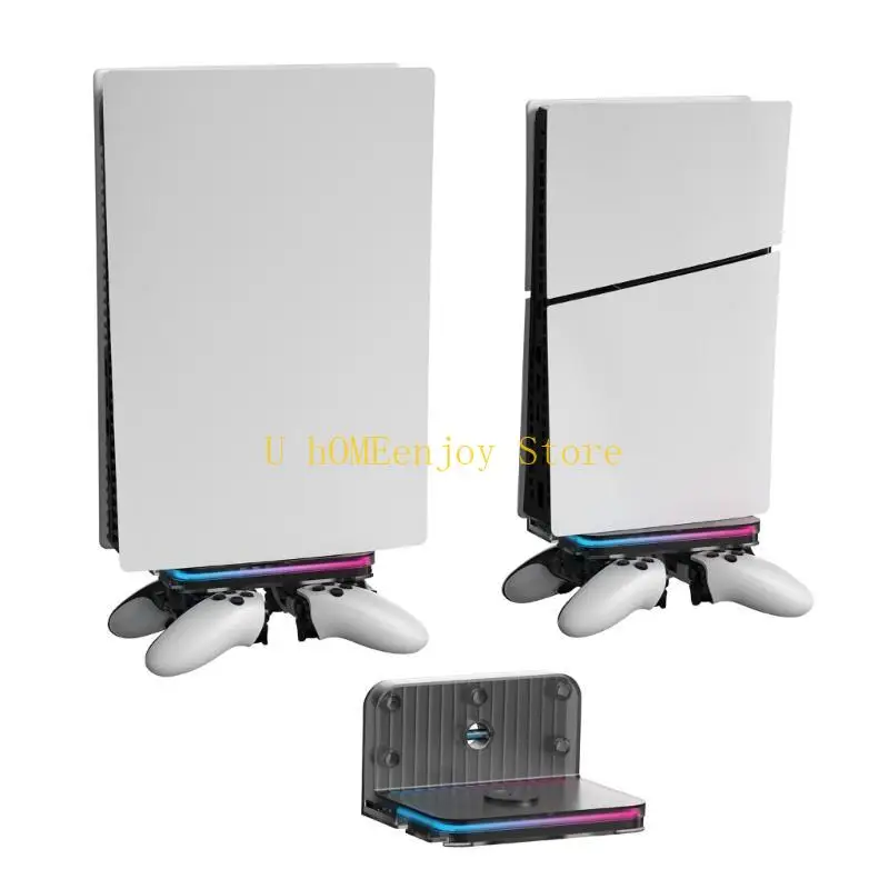 

B0KF Stand Storage Bracket for Game Console with Controller Hanger and Light