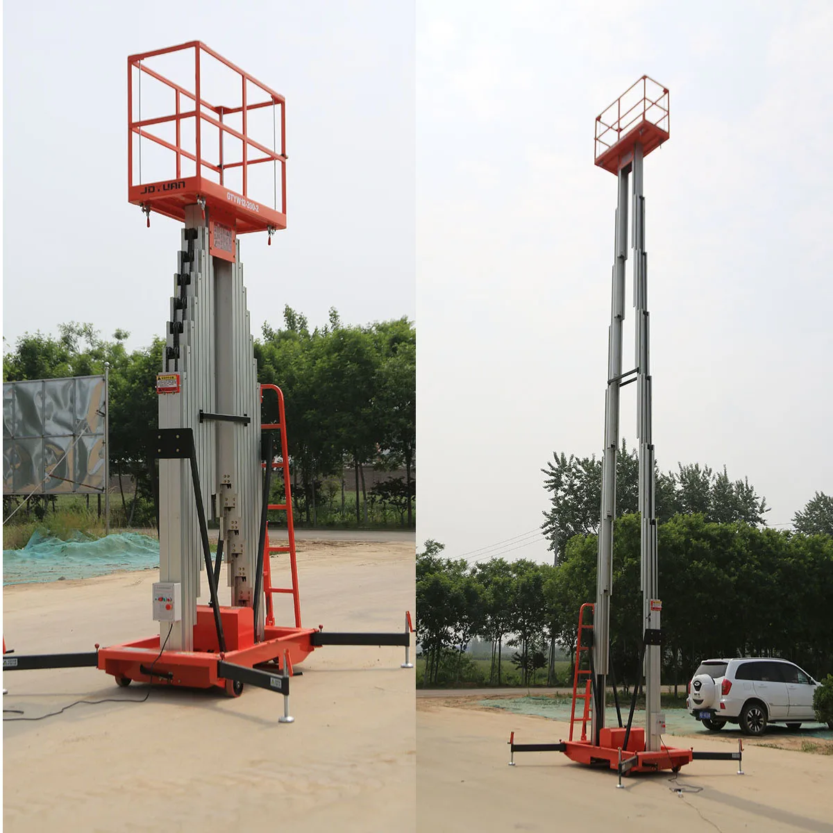 Shanding Lift Plataforma de elevação de trabalho aérea de alumínio de mastro duplo vertical de 6-14 M