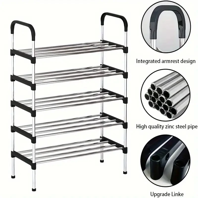 Shoe rack Multi-layer dustproof home door black shoe cabinet storage to save space assembly dormitory double shelves view 3