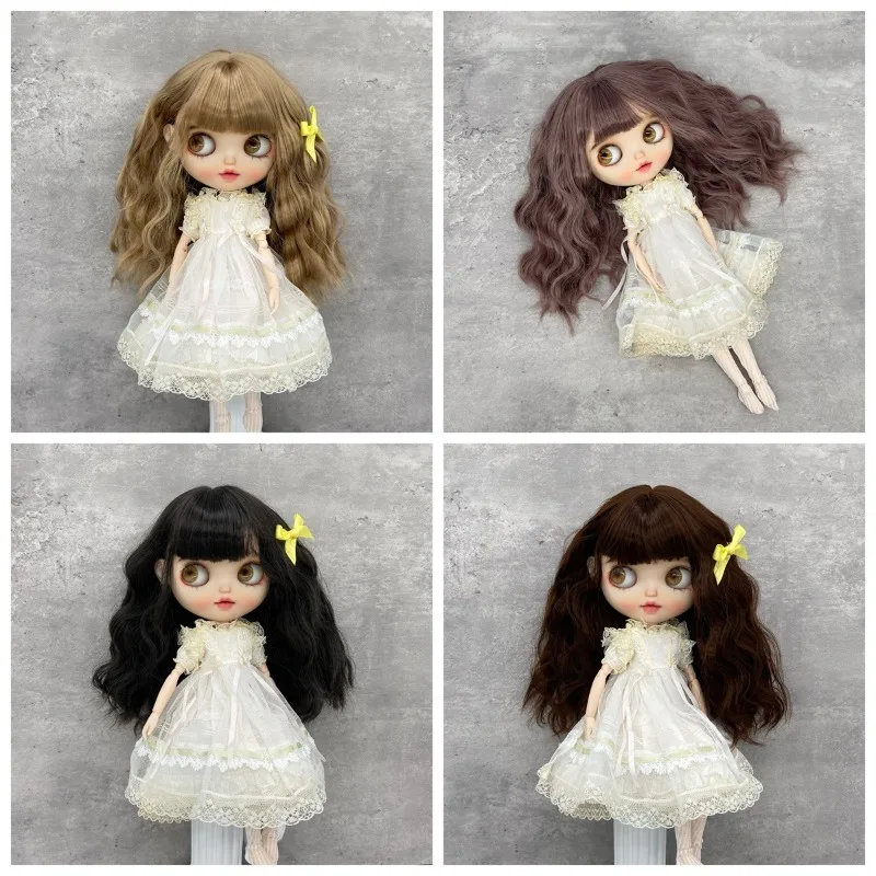 BJD SD Doll Girl DIY Makeup Accessories 2D Doll Dress Up Soft High Temperature Silk Wig Big Head Doll Making Synthetic Wig Cover