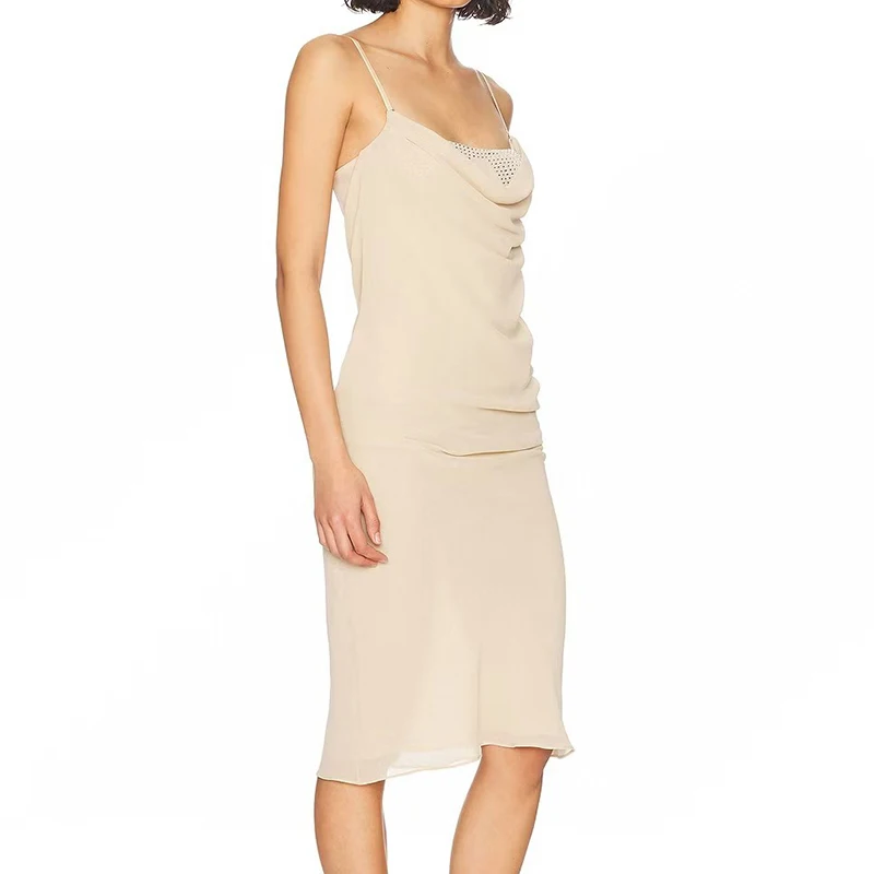 Vestido de emenda de camada dupla de strass quente feminino, moda sexy plissado halter vestido longo, vestidos de alta qualidade, primavera, novo,