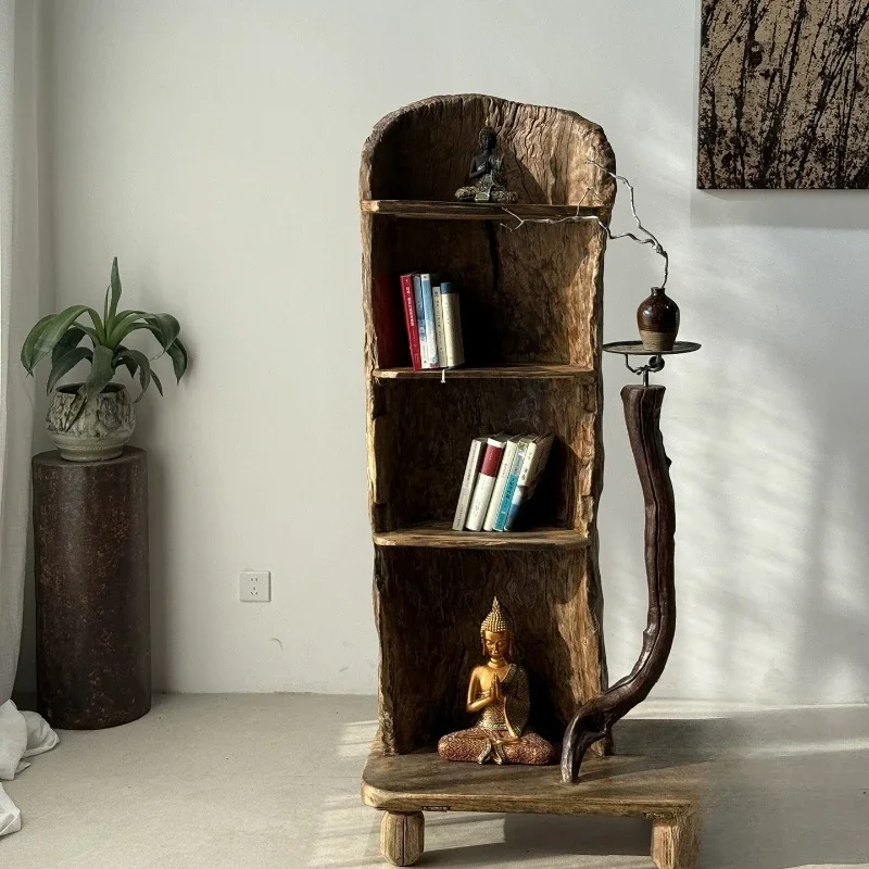 

Qingquan ancient art, retro Chinese solid wood single bookcase, homestay designer living room shelf