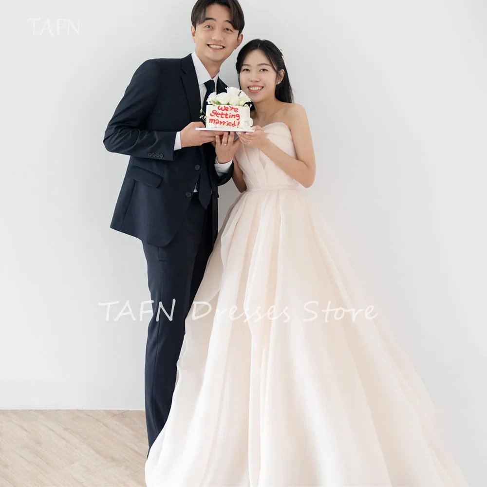 

TAFN Korea Sweetheart Wedding Dressses Organza Sleeveless Princess A-line Long Bridal Gown Elegant Wedding Reception Dresses