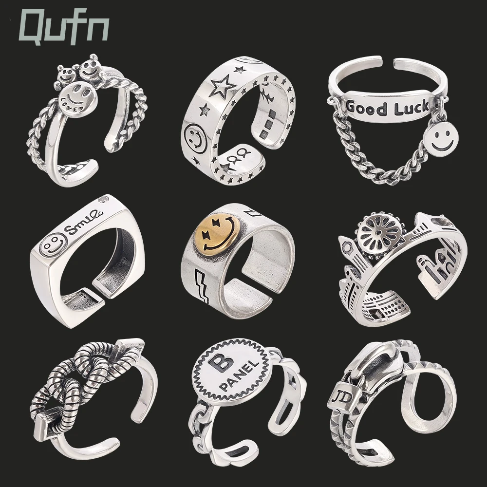 Fashion Letter Silver Opening Adjustable Ring Korean Ladies Men Hip-Hop Party Accessories Jewelry Gifts For Friends