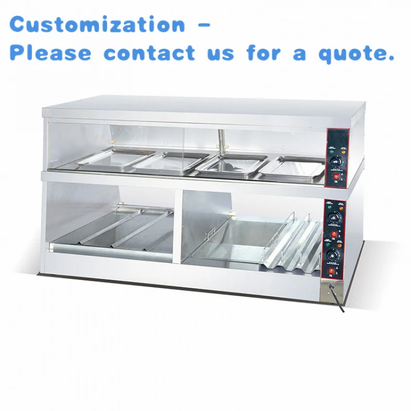 

custom.Commercial Fast Food Shop Equipment 3 in 1 Food Warmer Showcase Display Sale