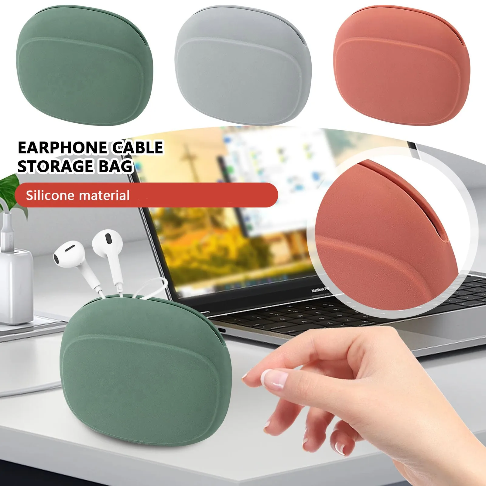 Silicone Earphone Storage Case Portable Earphone Storage Boxes for Outdoor Travel Solid Color Earphone Storage Package