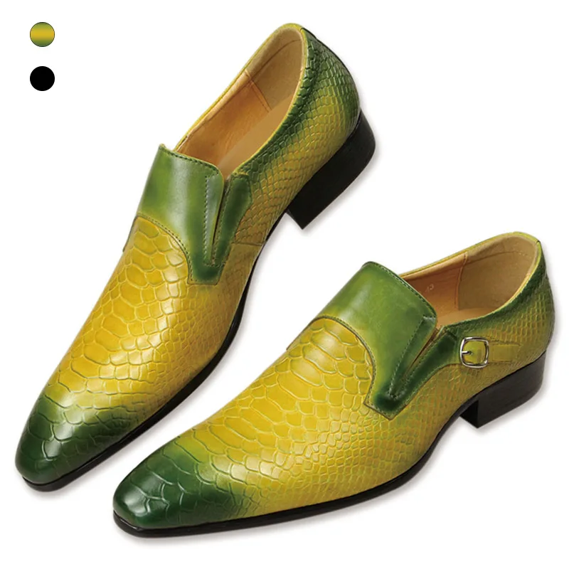 

Oxfords Full-Grain Leather shoes for men slip-on monk casual luxury men's social shoe dress free shipping schuhe herren green