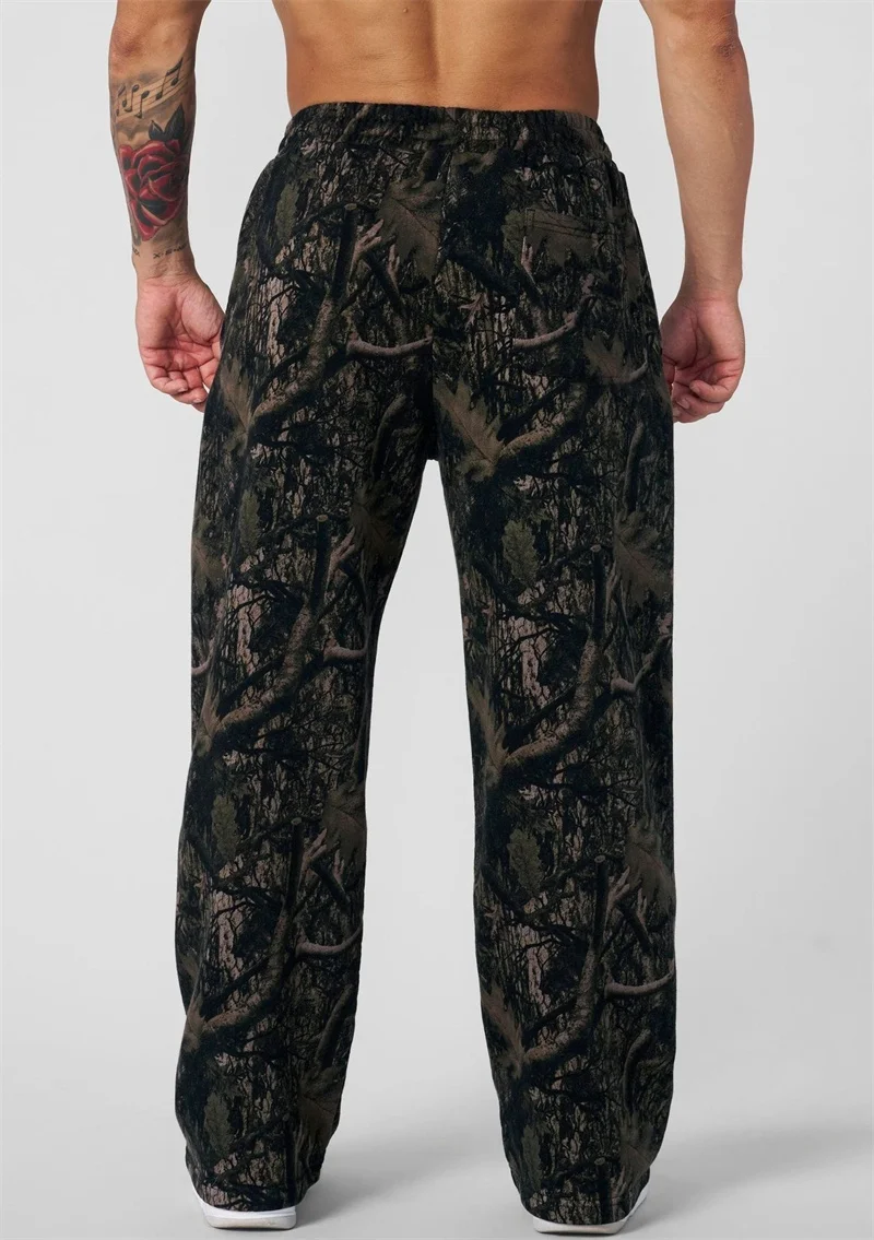 New Jogger Straight Trendy Fitness Pants Men\'s Camouflage Wide Leg Pants Breathable running sweatpants loose men trousers
