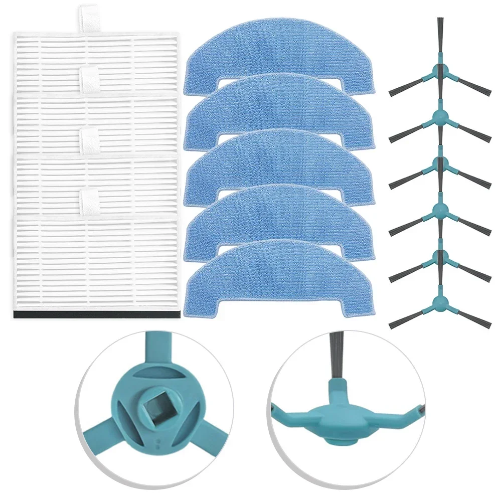 

15pcs Filters Mop Cloths Side Brushes For Mamibot EXVAC700 For Pioneer Parts Accessories Main Side Brush Mop Cloth Filter Part