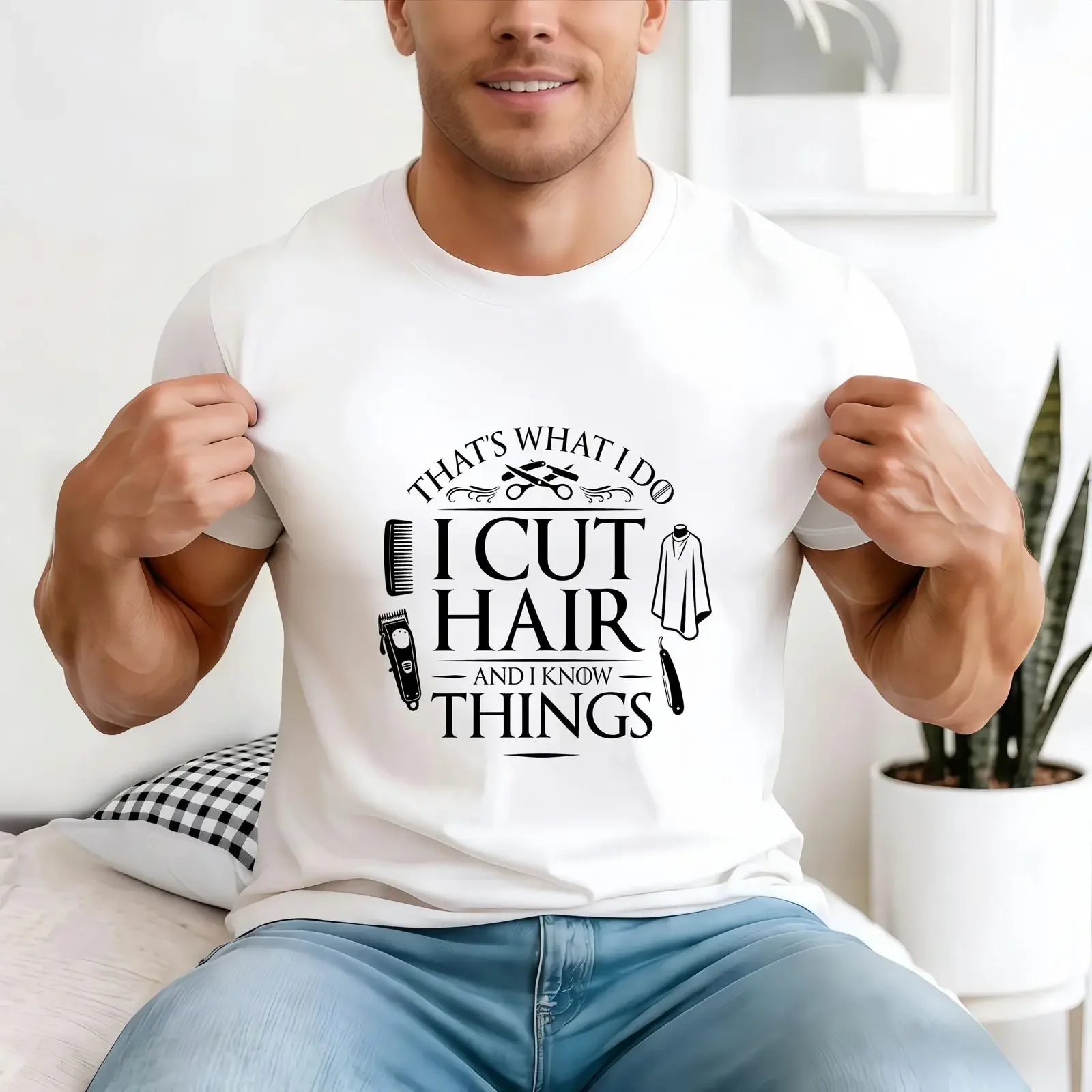 That's What I Do Cut Hair And Know Things T Shirt Vintage Barber Tools Hairstylist GifT vintage Washed Top For Everyday Wear