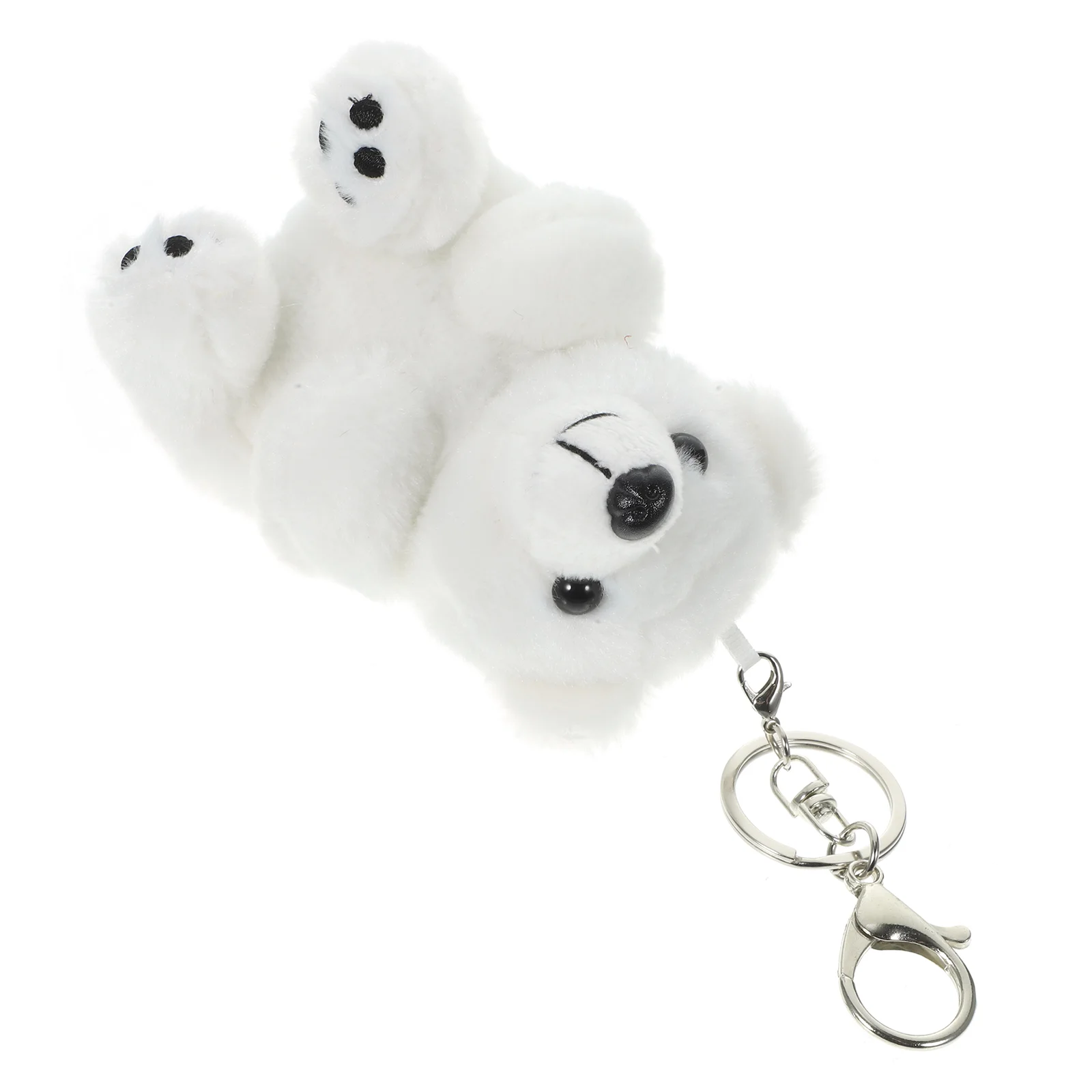 Rucksack Fluffy Pendants Plush Bear Stuffed Key Chain Hanging Keychain Kids Keyring Decor White Animal Miss