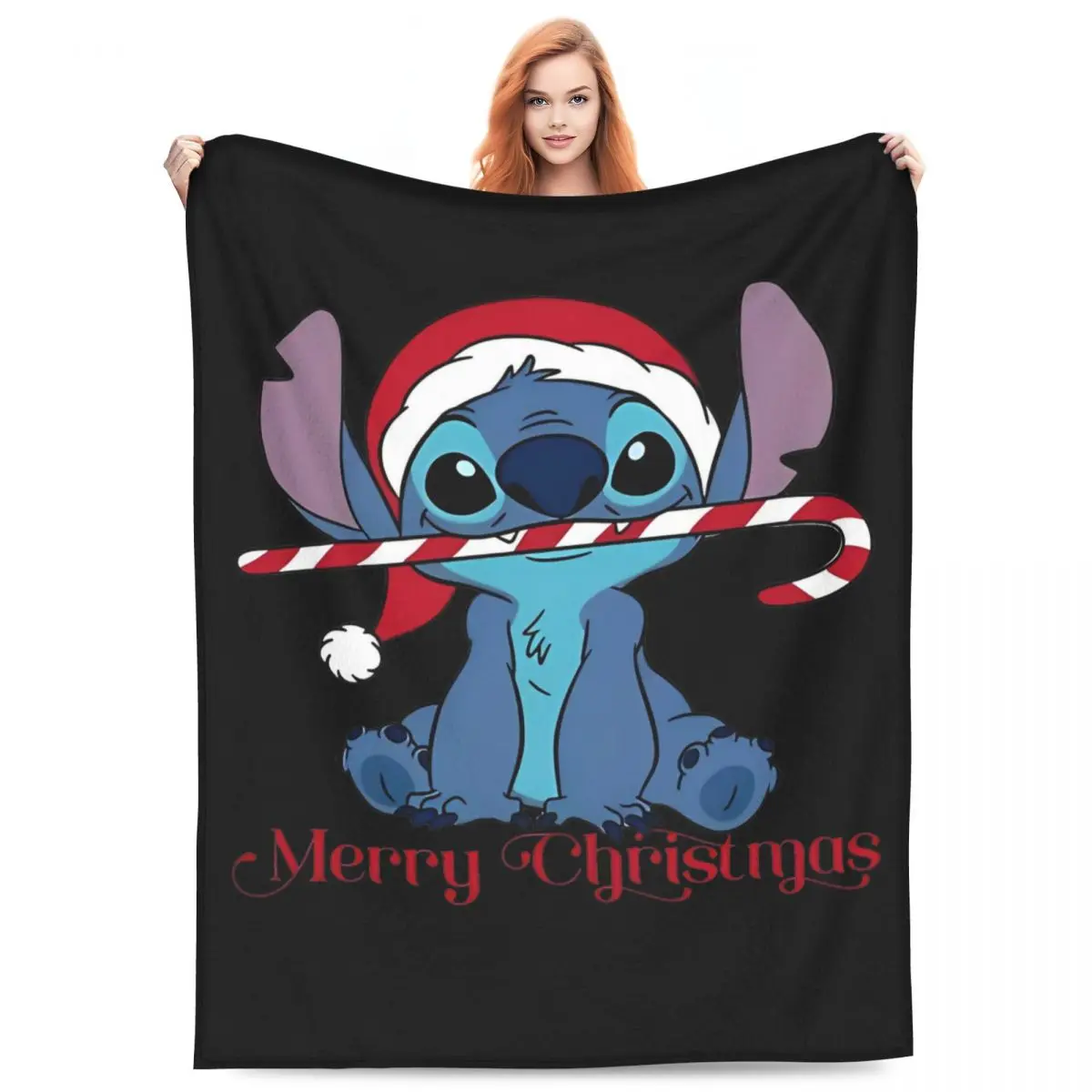 Lilo & Stitch Christmas Blanket Super Soft Aesthetic Plush Bedding Throws For Bedroom Travel Flannel Bedspread Bed Cover