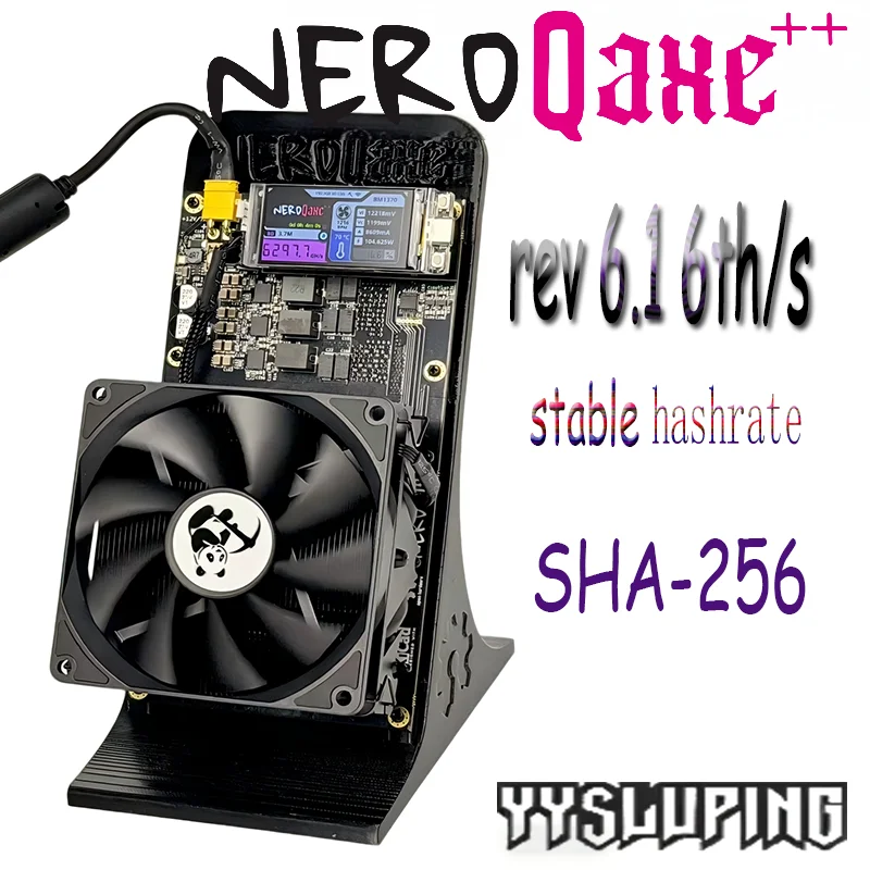 BitNerdQaxe++ Rev6.1 Bitcoin Miner Latest 6TH/s SHA-256 BTC Low Power 100W Solo Miner with 12V 10A PSU for Cryptocurrency Mining