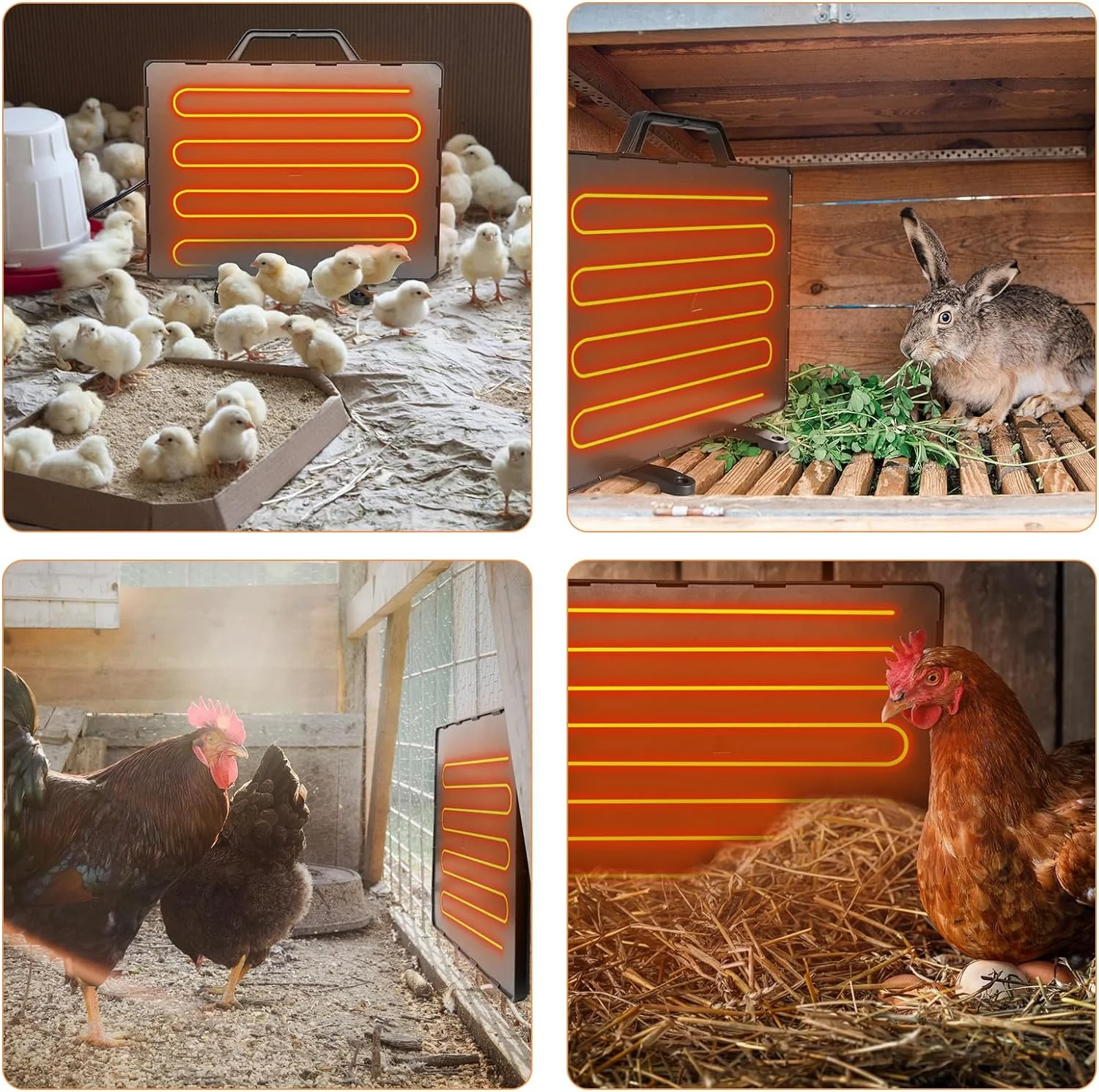 Chicken Coop Heater Small Animal Rabbit Heating Pad Auto Constant Temperature Warm Air Chick Brooding Chicken Farm Heater