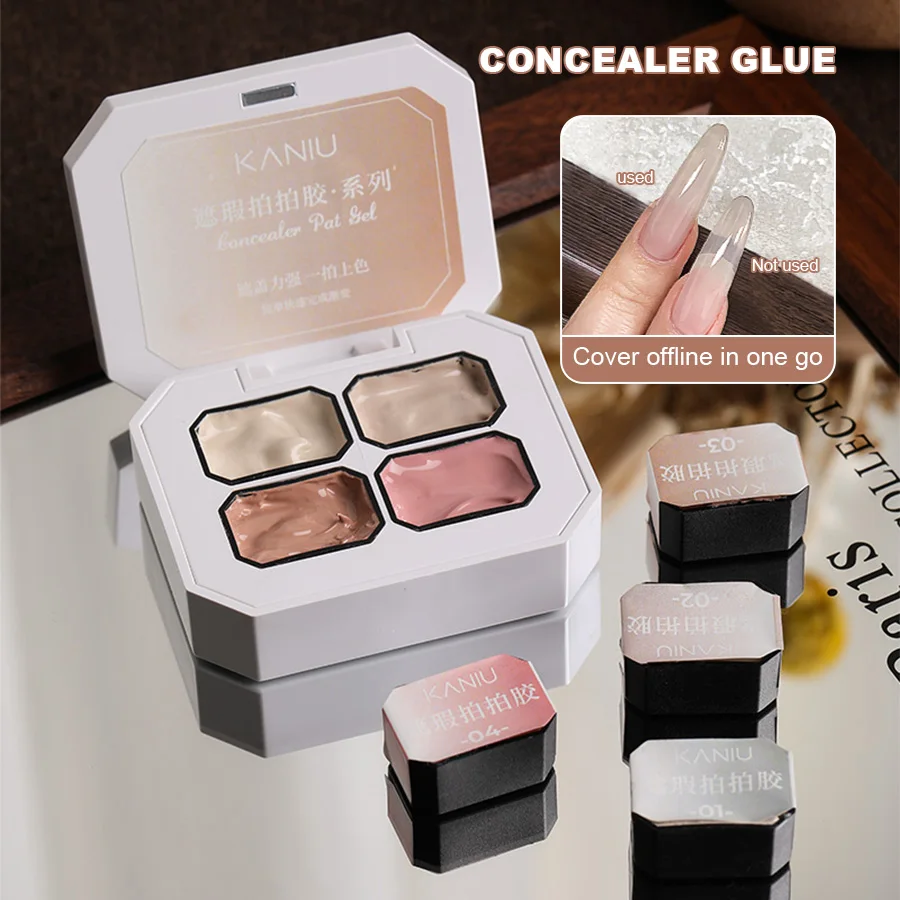 4 Color Nude Concealer Pat Nail Gel Solid Cream Gel For High Coverage Manicure Pat Gel Palette For Nail Gradient Blush Making