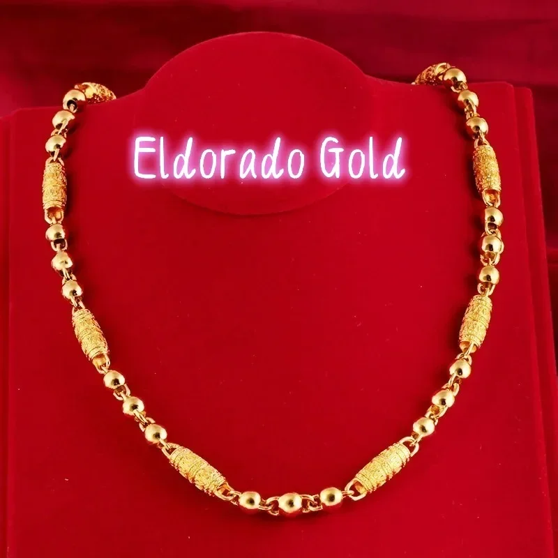 

Золотое ожерелье Eldorado Gold Eldorado 2025: высококачественные золотые бусины AU999 24K в форме цветка, оливы и круглые бусины для мужчин и женщин.