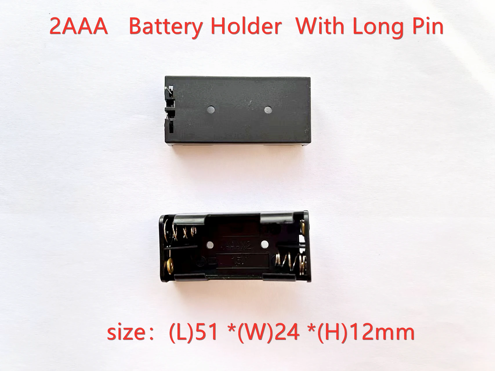 50PCS AAA Battery Case Holder ABS Box Storage Case 2 Slot Easy Power Solution With Long Pin For 2 Piece  AAA Batteries