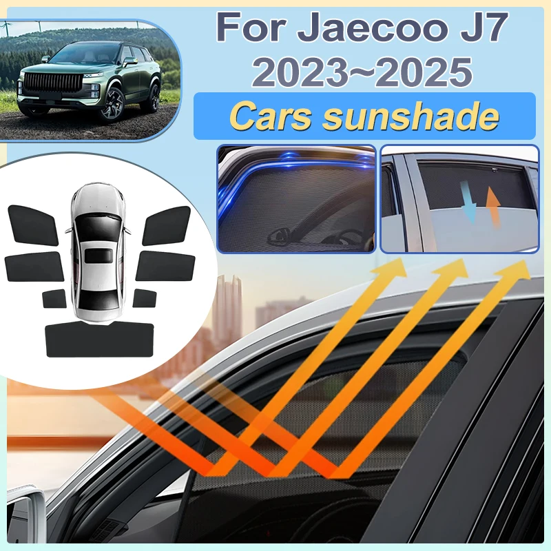 

For Jaecoo J7 2023 2024 2025 Lucano L7 T1EJ Car Side Window Mesh Sun Visor Cover Front Rear Windshield Sunshade Auto Accessories