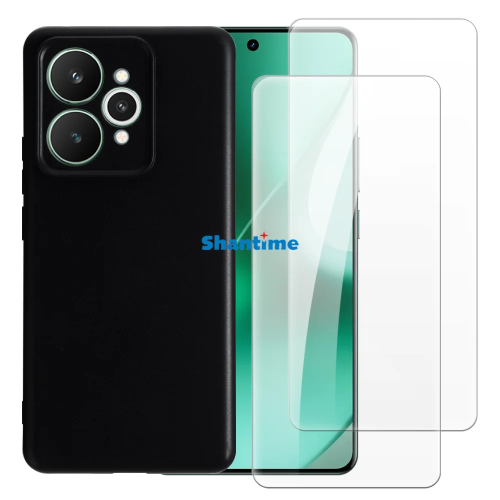حافظة ناعمة + عبوتان من واقيات الشاشة من الزجاج المقوى لهاتف OPPO Realme 15 5G لحماية الجسم بالكامل
