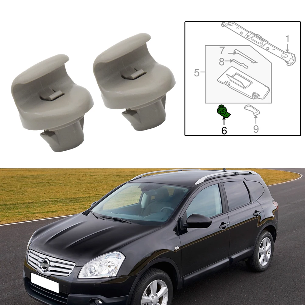 2Pcs New Car Sunvisor Sun Visor Clips Hook Holder Bracket Cover For Nissan Qashqai J10 Dualis Removal Retainer Gray 96409BC402
