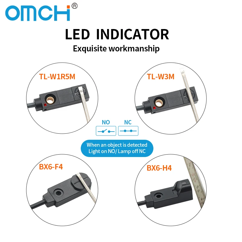 OMCH TL-W3 Series 3mm 4mm Non-flush NPN/PNP Metal Detection Small Square Switch DC 3-wire Inductive Proximity Sensor