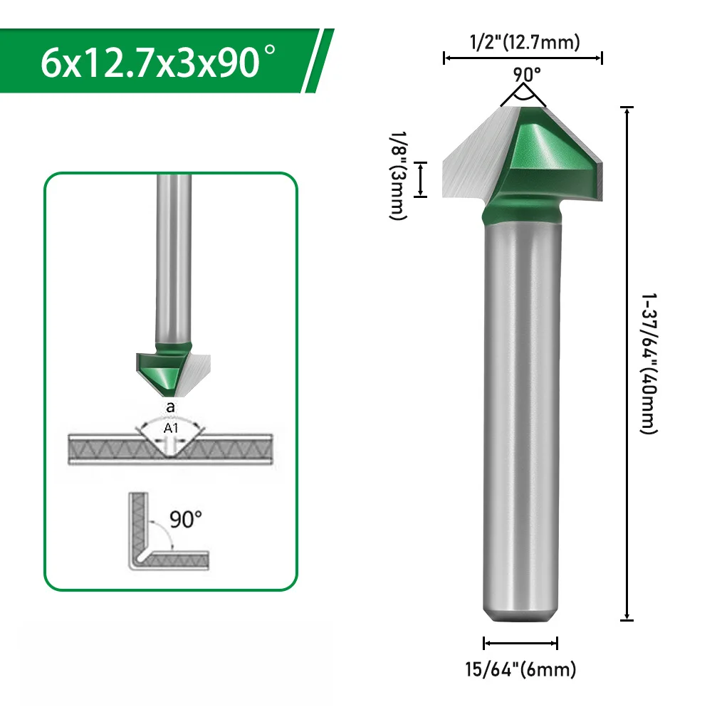

Фреза для обработки древесины, для изготовления корпусной мебели, зеленая, с V-образным пазом, для обрезки кромок, 90 градусов, двухзубая, из сплава YG8, сталь 45, стандартный хвостовик