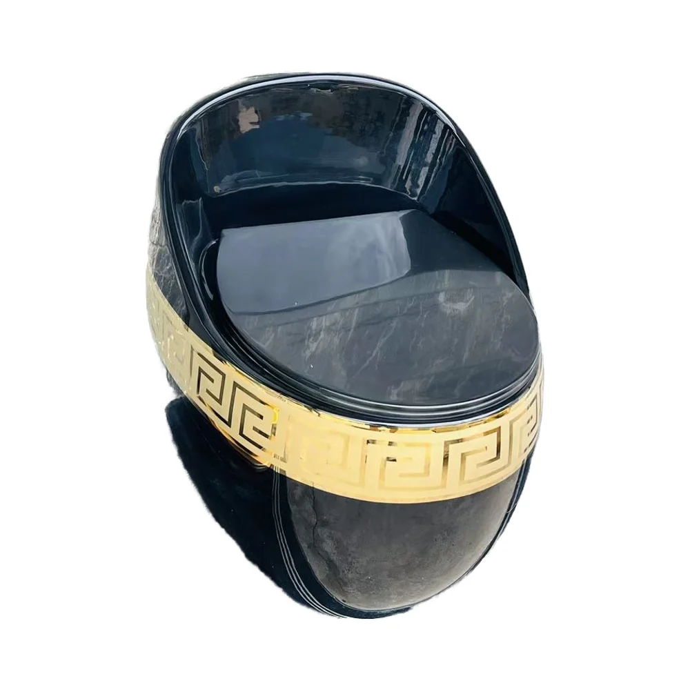 

Современный унитаз-моноблок в форме яйца, золотистый, черно-золотой, с S-образным сифоном, для вилл, современная керамическая сантехника