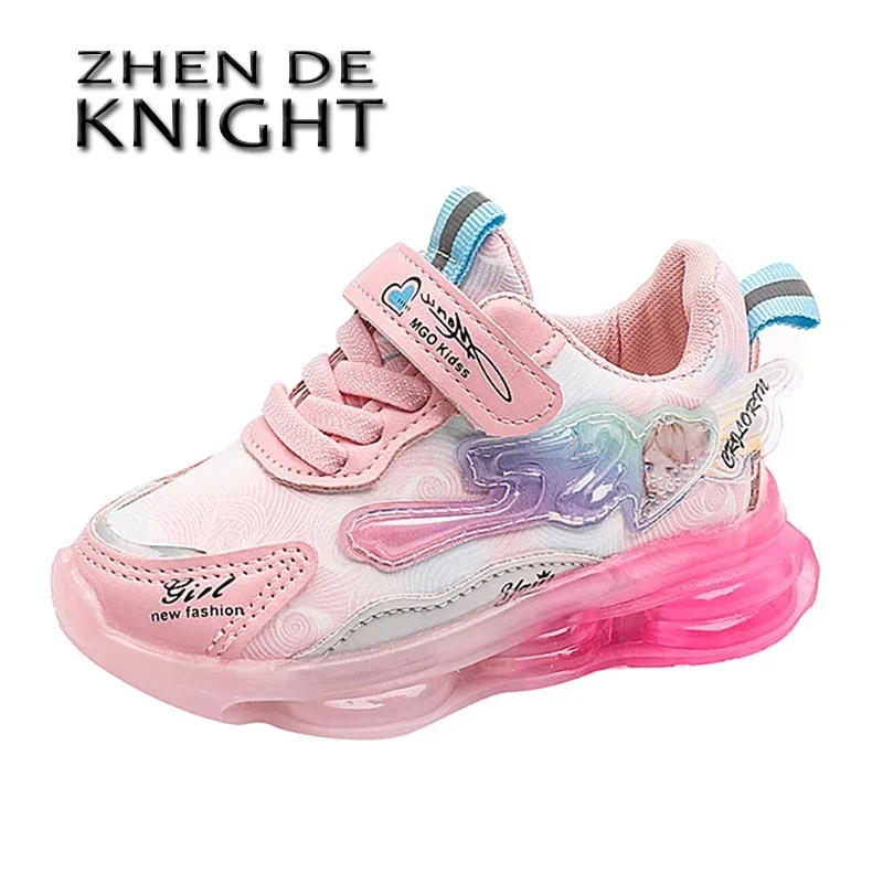 

2024 Luminous Spring and Fall New Fashion Cartoon Shoes Children's Leather Sneakers Girls Light Shoes