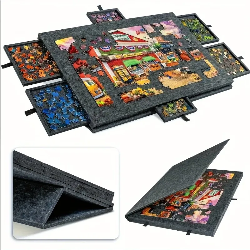 

1 Set Portable Felt Puzzle Table Board - Foldable with Bracket Cover, Home Office Storage Organizer for Puzzle & Craft Supplies