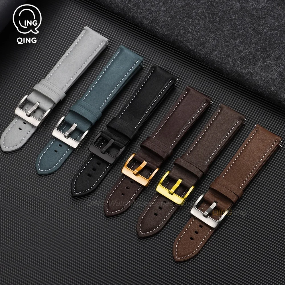 18mm 20mm 22mm Leather Watchband Men Women Replacement WatchStrap for Seiko for Rolex Watch Bracelet Accessories Sport Wristbelt